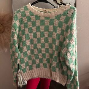 143 Girl Mint and Cream Checkered Top